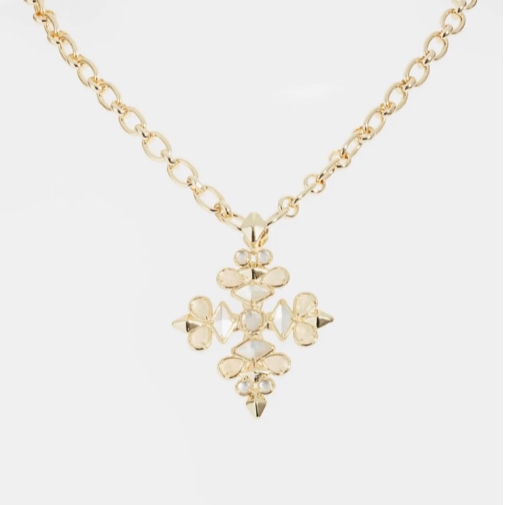 Kendra Scott Kinsley Gold Statement Necklace in Ivory Mix